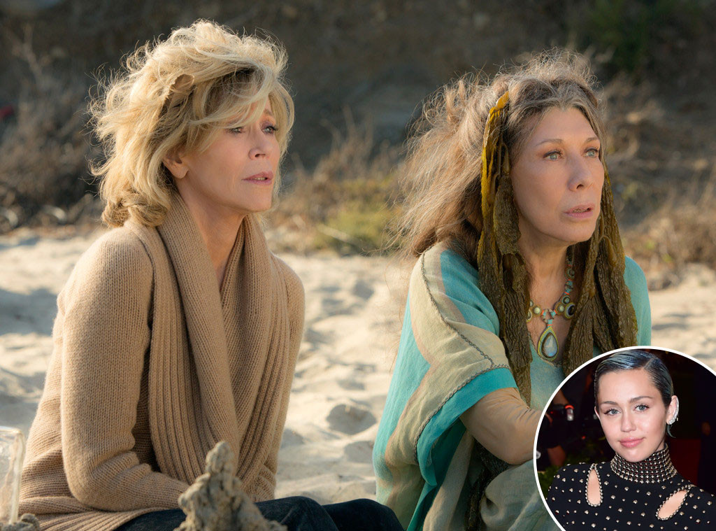 Jane Fonda, Lily Tomlin, Grace and Frankie, Miley Cyrus Jane Fonda, Lily Tomlin, Grace and Frankie, Miley Cyrus